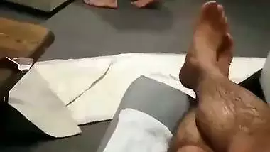 Cuckold sees his desi nude wife getting fucked by a servant