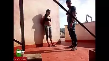 Bangladeshi porn of a milf and a guy fucking on the terrace