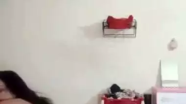 Big boob nude girl shows her butt and squeezes her boobs