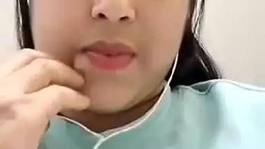 Cute girlfriend video call to lover shows big boobs