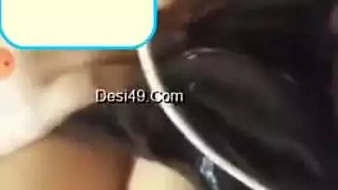 Girl with big boobies performs sex show rubbing own hard perky nipples