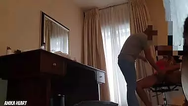 I Seduced The Hotel Maintenance Guy Bending Over With No Panties And Made Him Cum In My Mouth With Ray Wells