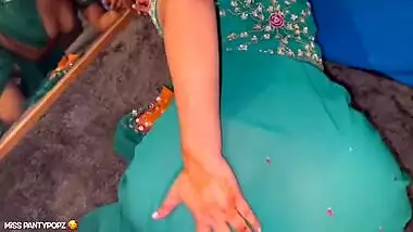 Late On The Rent Anal! Hot Desi caught by Landlord in her Green Saree x