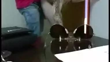 Cheating white slut boss quick fuck with a Desi servant guy before her hubby return