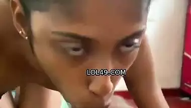 Slim wife licking dick and blowjob like a pro slut