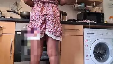 Upskirt Candid Of Thick Booty Latina In The Kitchen - Thong Slip View With Ray Wells