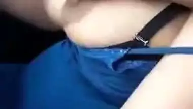 Indian sex diva during ride permits naughty BF to touch her XXX breasts