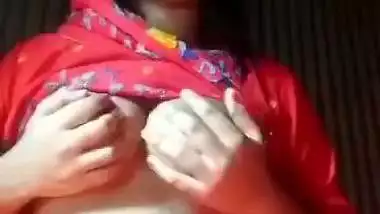 Village girl pressing boobs topless viral show