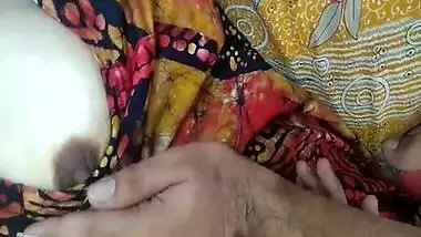 Desi female pulls right chest out to let porn partner touch it