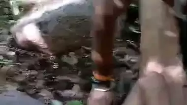 Slim girlfriend outdoor sex in a jungle with boyfriend