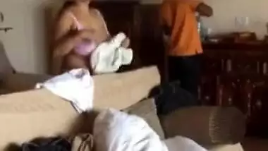 Big boob desi wife soniya in bra shorts teasing room service boy