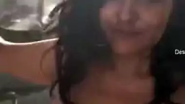 Indian possessor of beautiful tits goes on the balcony to film XXX video