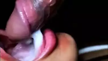 Hot lady gives an Indian blowjob and drinks cum