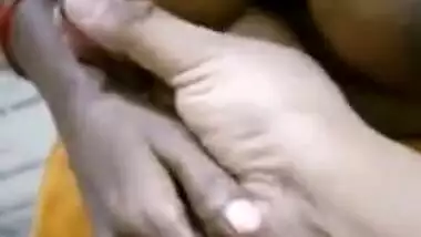 Horny Indian XXX husband playing with housemaid’s boobs on cam MMS