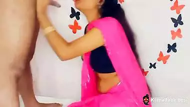 Hot blue film of a lady seducing her lover in a pink saree