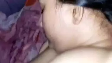 Sleeping wife nude boob press by Bengali husband