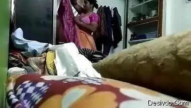 Desi tamil mom chenging n saree wearing record by Secretly